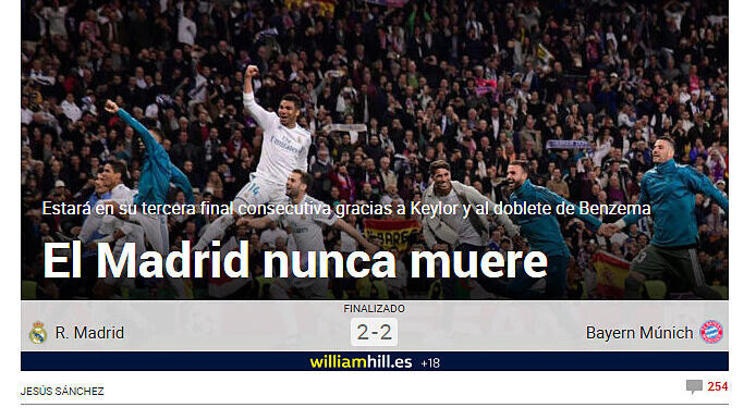 Marca (Spanien): "Madrid stirbt nie“. Marca (Spanien): "Madrid stirbt nie“.