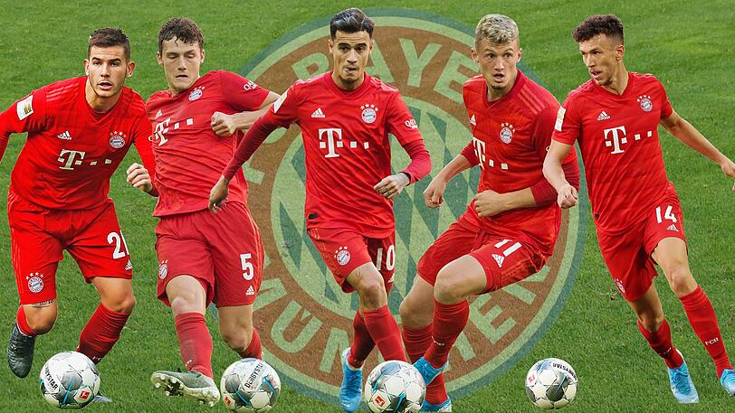 Bislang verletzt &ndash; oder nur Mitläufer: Bayerns Neuzugänge (v.l.) Lucas Hernández, Benjamin Pavard, Philippe Coutinho, Michaël Cuisance und Ivan Perisic.
