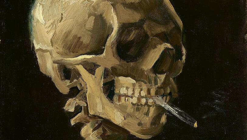 Frühe Antiraucherkampagne? Vincent van Gogh hat 1886 ein Skelett mit brennender Zigarette gemalt. Frühe Antiraucherkampagne? Vincent van Gogh hat 1886 ein Skelett mit brennender Zigarette gemalt.