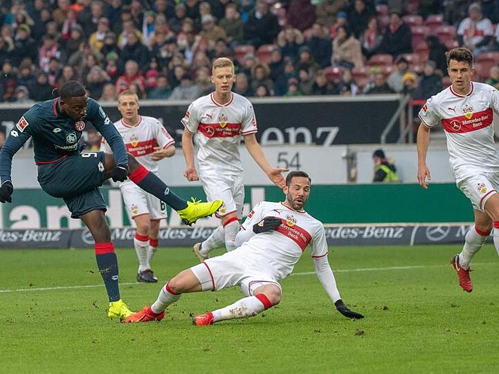Jean-Philippe Mateta erzielte das 2:0 für Mainz gegen den VfB Stuttgart.