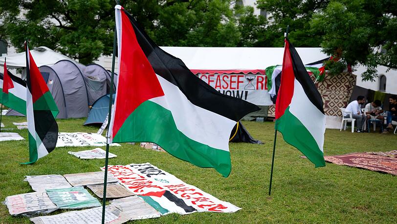 So sah es mal aus: Das propalästinensische Protestcamp vor der Münchner LMU hat die Zelte am Wochenende abgebrochen.