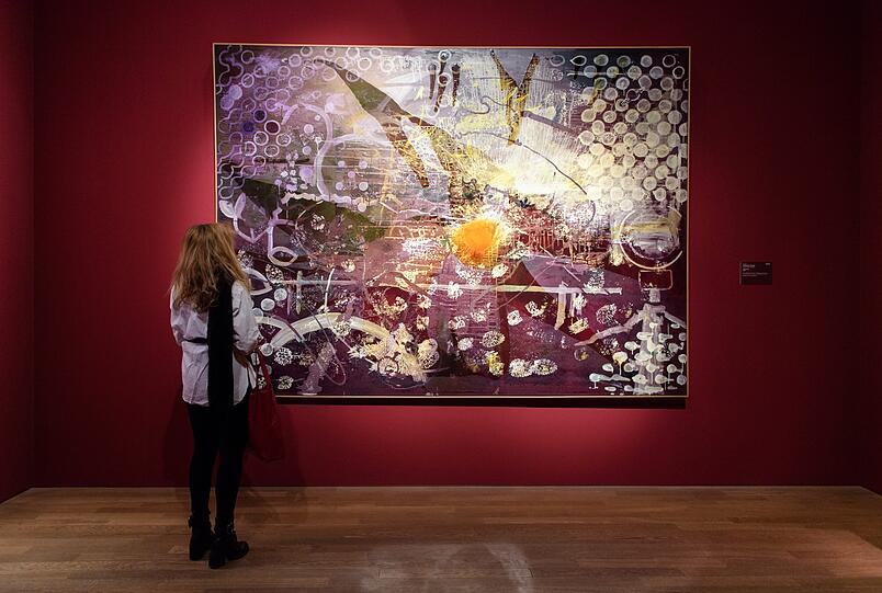 Das Gemälde "Mephisto" aus Acryl, Dispersion, Kunstharz und Pigment auf Leinwand von Sigmar Polke aus dem Jahr 1988.