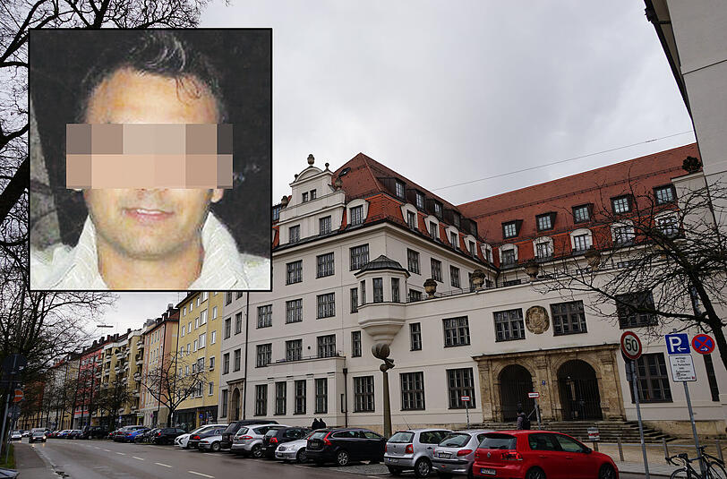 Der Tatort: die vornehme Wohnanlage in der Nähe des Südfriedhofs in München. Mittlerweile sitzt Robert B. (36, l.) unter Mordverdacht in Stadelheim in U-Haft.