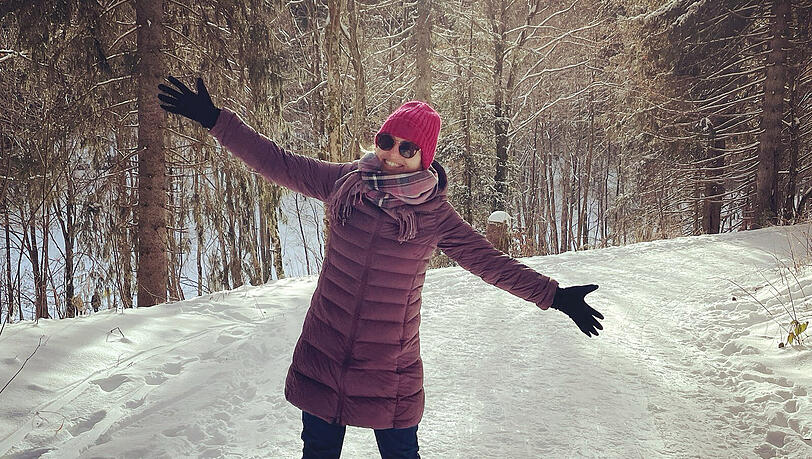 Katharina Schulze bei einem Winterspaziergang. Katharina Schulze bei einem Winterspaziergang.