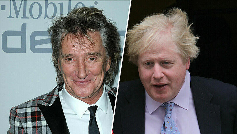 Rod Stewart (li.) hat Boris Johnson eher beiläufig gratuliert Rod Stewart (li.) hat Boris Johnson eher beiläufig gratuliert