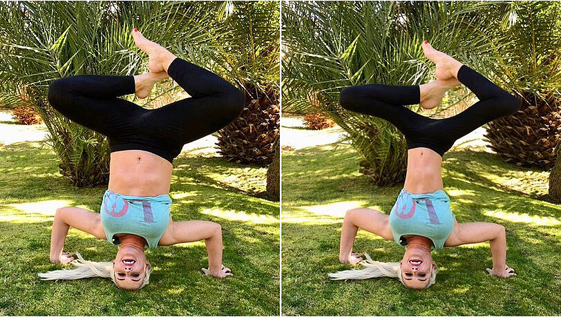 Die Wirklichkeit (links): Daniela Katzenberger beim Yoga. Die Witzigkeit (rechts): Die Katze hat sich für ihre Kritiker extrem dünn gemacht. Die Wirklichkeit (links): Daniela Katzenberger beim Yoga. Die Witzigkeit (rechts): Die Katze hat sich für ihre Kritiker extrem dünn gemacht.