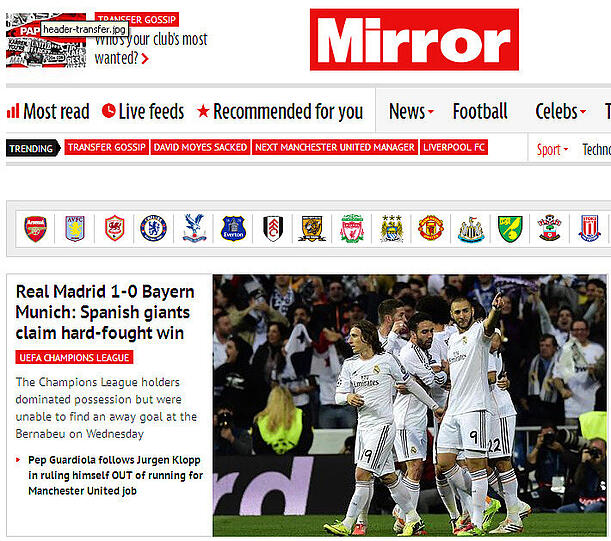 Der englische Mirror: "Spanische Riesen behaupten hart erkämpften Sieg".
