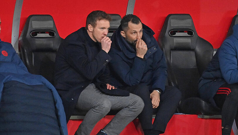 Haben mal wieder Gesprächsbedarf: Bayern-Trainer Julian Nagelsmann (links) und Sportvorstand Hasan Salihamidzic. (Archivbild)