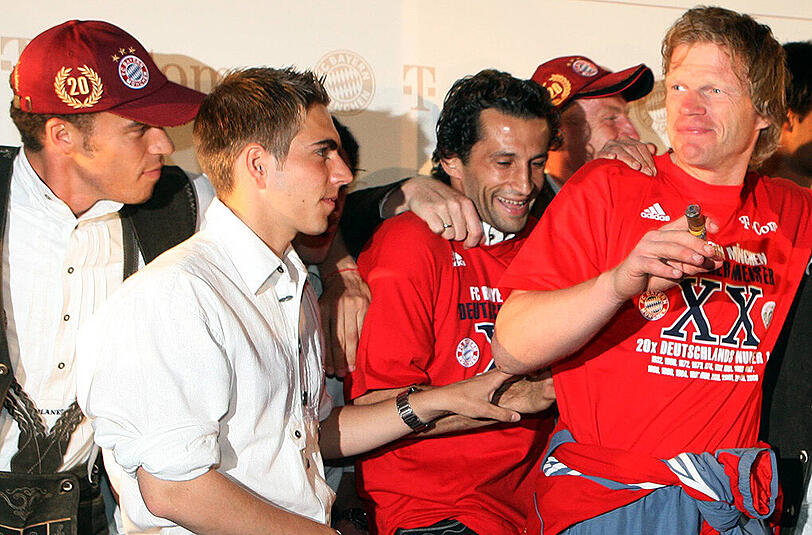 Feiern die Meisterschaft 2006: Philipp Lahm, Hasan "Brazzo" Salihamidzic und die Bayern.