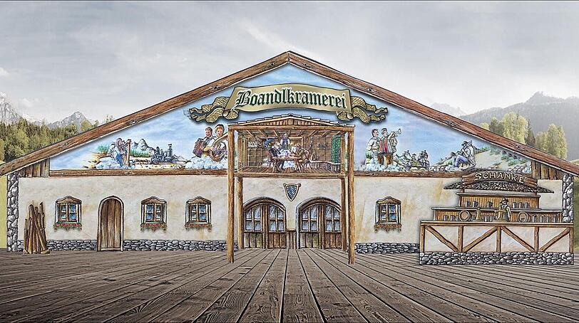 Ein Entwurf des neuen Zelts auf der Oiden Wiesn: die Boandlkramerei.