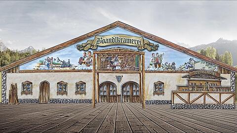 Ein Entwurf des neuen Zelts auf der Oiden Wiesn: die Boandlkramerei.
