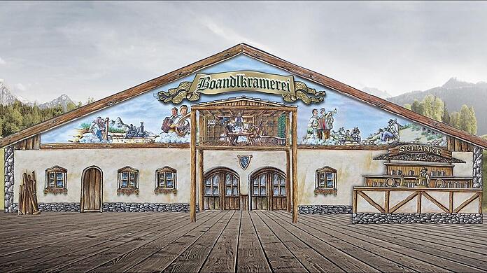 Ein Entwurf des neuen Zelts auf der Oiden Wiesn: die Boandlkramerei.