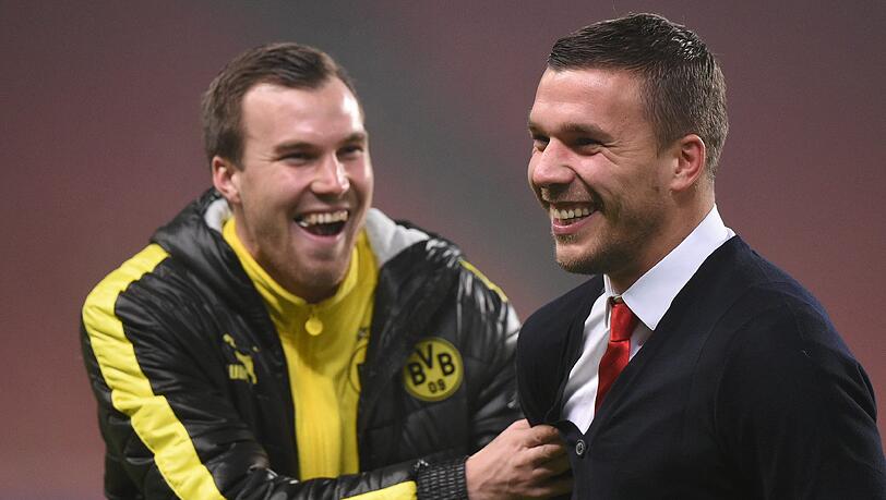 Zwei Weltmeister unter sich: Kevin Großkreutz und Lukas Podolski Zwei Weltmeister unter sich: Kevin Großkreutz und Lukas Podolski