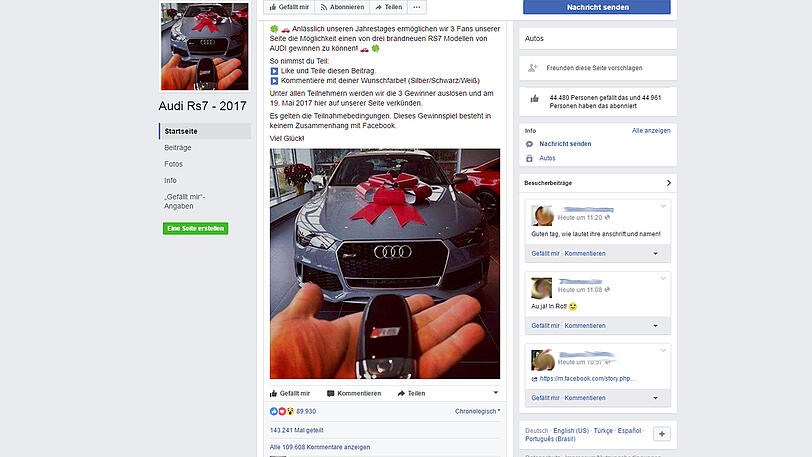 Hunderttausende Interaktionen unter dem Fake-Gewinnspiel. Die AZ zeigt, wie Sie solche Fallen erkennen können!