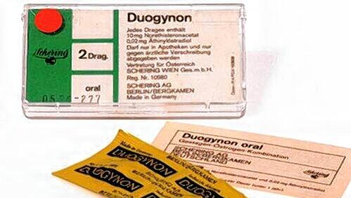 Das umstrittene Medikament Duogynon. Das umstrittene Medikament Duogynon.