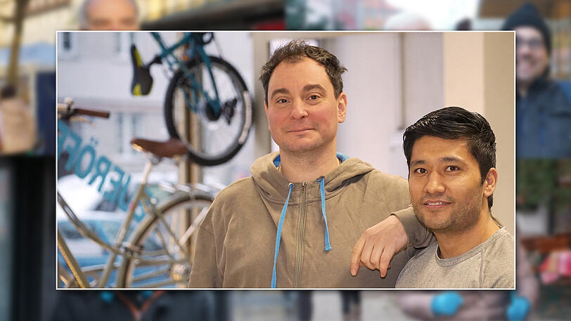 Ladenbesitzer v.li. Gabriel Ivankovic (42) und Jawed Sahar (30).
Gabriel Ivankovic: "Meine Leidenschaft gilt Fahrrädern. Mir macht es Spaß, Fahrradteile aus den 90ern
 wieder zusammenzusetzen. Ich bin ein Bastler - und aus meinem Hobby habe ich meinen Beruf gemacht. 
Mit Freunden sitze ich außerdem sehr gerne auf einen Dorfteller im griechischen Restaurant Athen in der Westendstraße. 
Beste Pizza mit Schinken und Zwiebeln gibt es im italienischen La Ruota Lokal in der Landsberger Straße."
Jawed Sahar: "Mein Faible gilt dem Bodybuilding. Ich gehe sechs Mal die Woche ins Training. Ich mag es, gesund und fit zu sein - und im 
Sommer einen schönen Körper zu haben."