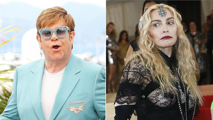 Elton John lästerte fies über Madonnas Gesangskünste. Seiner Meinung nach sei sie eine schlechte Musikerin. Er bezeichnete sie zudem als "Rummelplatz-Stripperin".