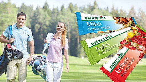 Passt perfekt in jedes Golfbag - die Fruchtschnitten von Natura Vita. Passt perfekt in jedes Golfbag - die Fruchtschnitten von Natura Vita.