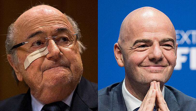 Joseph Blatter (l) bietet seinem Nachfolger Gianni Infantino Hilfe für das Amt als FIFA-Präsident an. Joseph Blatter (l) bietet seinem Nachfolger Gianni Infantino Hilfe für das Amt als FIFA-Präsident an.