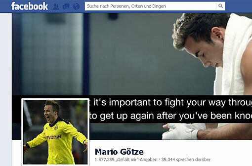 Die Facebook-Seite von Mario Götze