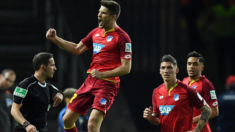 Hoffenheims Andrej Kramaric bejubelt seinen Treffer zum 2:1. Hoffenheims Andrej Kramaric bejubelt seinen Treffer zum 2:1.