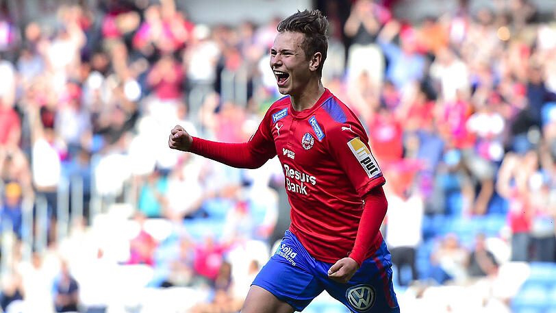 Die Sache mit dem Torjubel hat er schon ganz gut drauf: Alex Timossi Andersson.