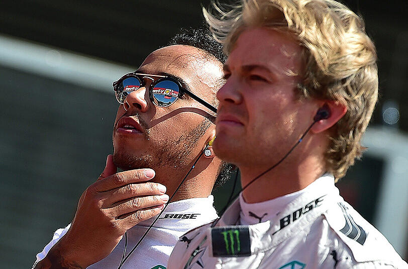 Platz zwei und eins in der Qualifikation: Die Mercedes-Piloten Lewis Hamilton (links) und Nico Rosberg.