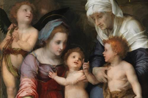 Innige Konversation: Die Münchner Fassung von Andrea del Sartos &bdquo;Heiliger Familie&ldquo; (Ausschnitt).