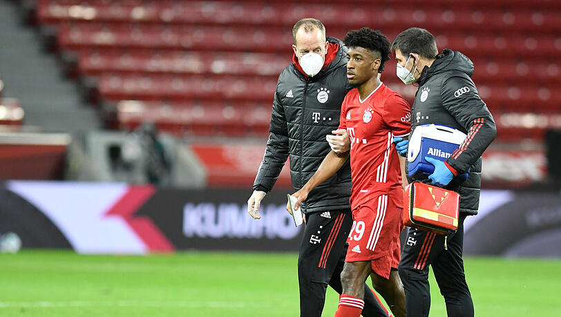 Kingsley Coman musste gegen Leverkusen bereits nach 33 Minuten verletzt ausgewechselt werden.