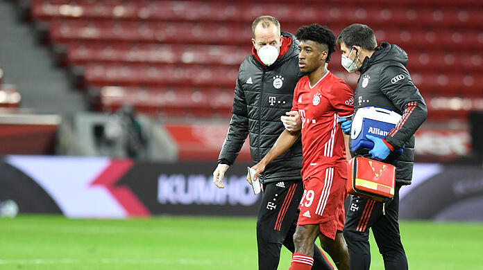 Kingsley Coman musste gegen Leverkusen bereits nach 33 Minuten verletzt ausgewechselt werden.
