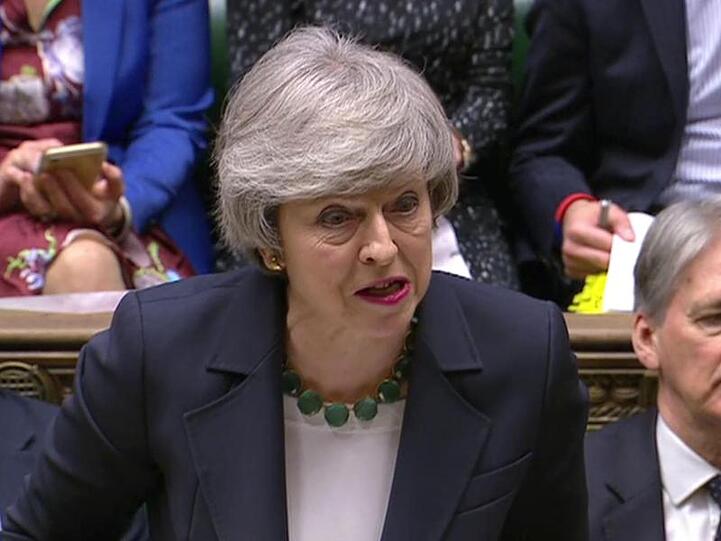 Premierministerin Theresa May im britischen Unterhaus.