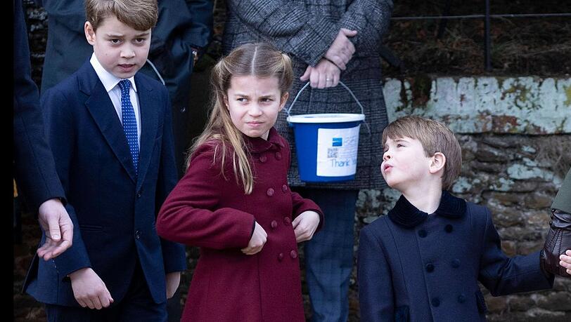 Prinz George (l.) mit seinen Geschwistern Prinzessin Charlotte und Prinz Louis.