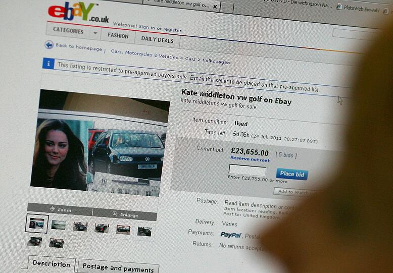Rund 55000 Euro wollte ein britischer Verkäufer für den VW Golf IV von Kate Middleton einsacken, doch die Auktion endete ohne Erfolg: der Mindestpreis wurde nicht erreicht.