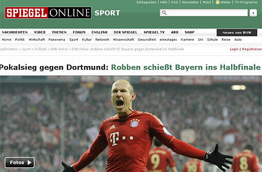 Auch bei "Spiegel" hat Robben Bayern ins Halbfinale geschossen.