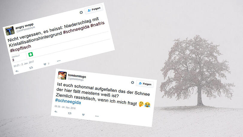 Der Hashtag "Schneegida" ist ein aktueller Twitter-Trend.