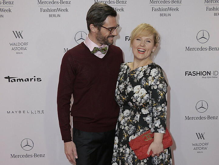 Maite Kelly und ihr Ehemann Florent Raimond bei der Fashion Week 2014 in Berlin