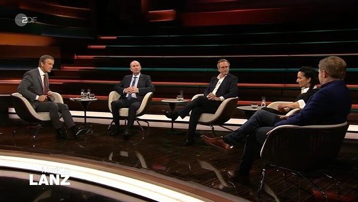 Am Donnerstagabend waren Michael Bröcker (Chefredakteur "The Pioneer"), Güner Balci (Integrationsbeauftragte Berlin-Neukölln), Roman Deininger (SZ) und Hubert Aiwanger (Freie Wähler) bei Markus Lanz (v.r.l.) zu Gast. Am Donnerstagabend waren Michael Bröcker (Chefredakteur "The Pioneer"), Güner Balci (Integrationsbeauftragte Berlin-Neukölln), Roman Deininger (SZ) und Hubert Aiwanger (Freie Wähler) bei Markus Lanz (v.r.l.) zu Gast.