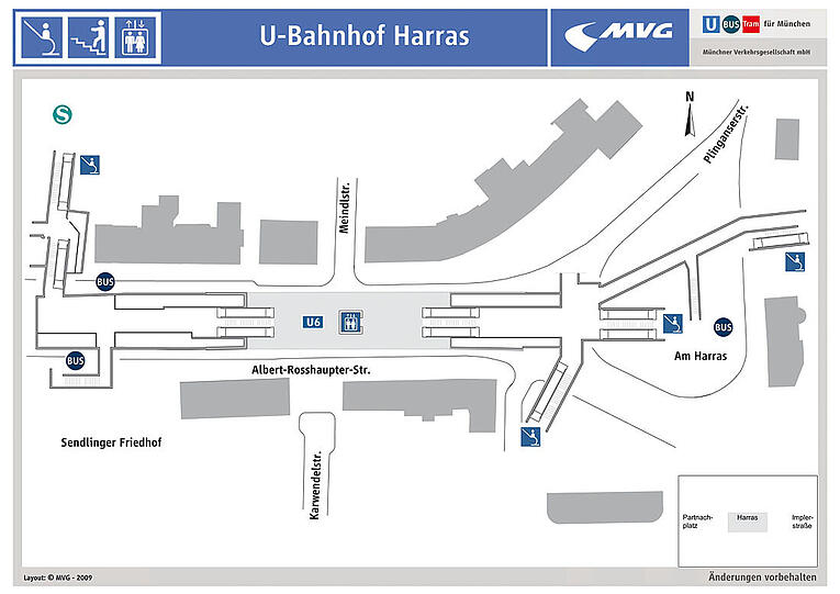 Die Rolltreppen und Lifte im U-Bahnhof Harras. Unter www.mvg-zoom.de können sich die Fahrgäste tagesaktuell über deren Betriebszustand informieren.