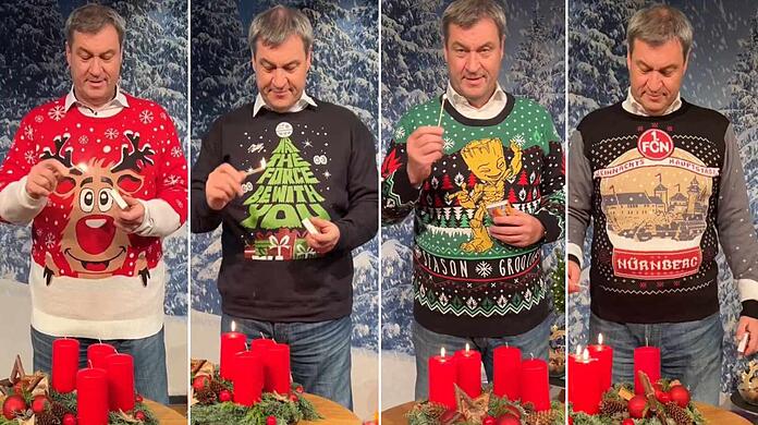 Zur Adventszeit hat Markus Söder voll auf weihnachtliche Pullis gesetzt.