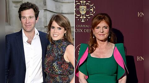 Jack Brooksbank, Prinzessin Eugenie und Sarah Ferguson (v.l.).