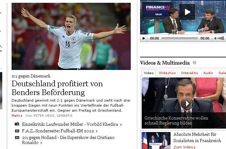 Laut FAZ verdanken die Deutschen den Viertelfinaleinzug Benders Beförderung.