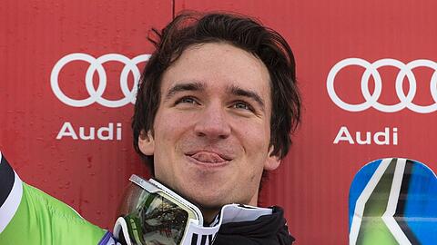 Ein historischer Sieg: Neurether in Adelboden nach seinem Triumph im Riesenslalom.