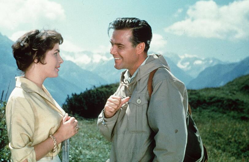 1957: Joachim Fuchsberger in "Die Zwillinge vom Zillertal".