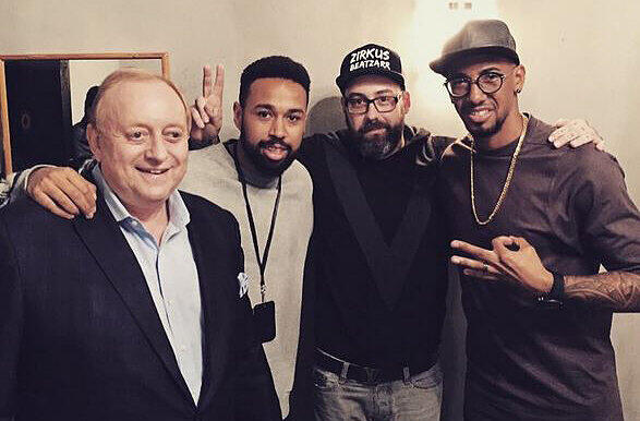 Alfons "Ali" Schuhbeck mit Adesse, Sido und Jérome Boateng nach dem Konzert im Zenith.