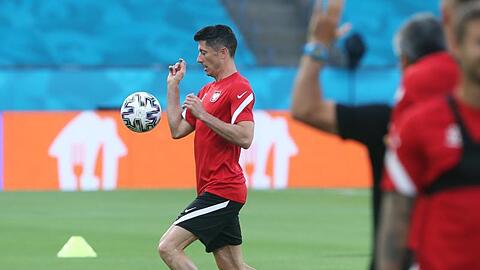 Polens Robert Lewandowski vor dem Spiel gegen Spanien.