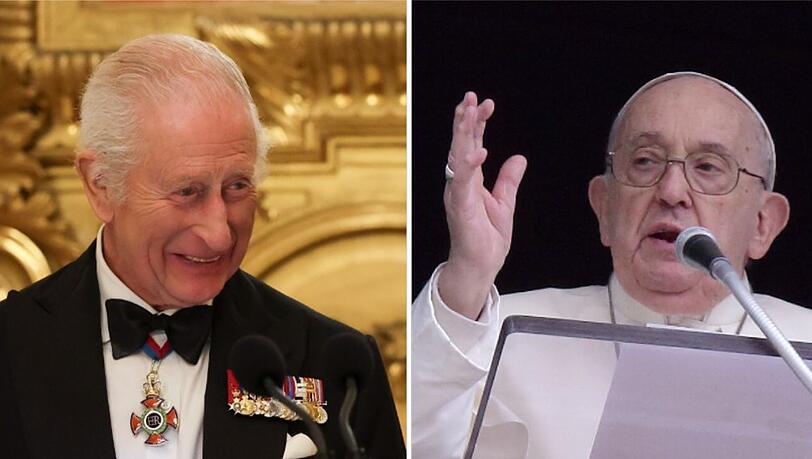 König Charles III. (l.) und Papst Franziskus haben sich am Mittwoch getroffen.