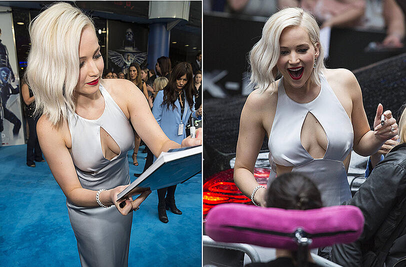 Oh lá lá: Jennifer Lawrence lässt auf der Premiere zu "X-Men Apocalypse" in London tief Blicken.