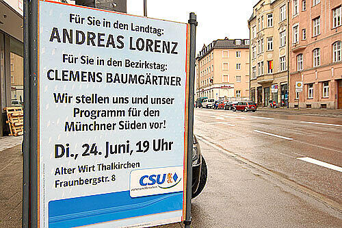 CSU-Plakat in der Implerstraße