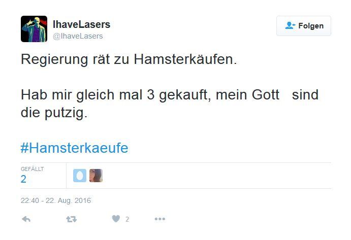 So amüsieren sich Twitter-User über die Hamsterkäufe im Konzept zur Zivilverteidigung.