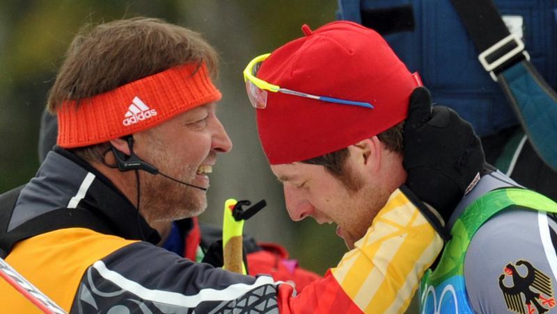 Bundestrainer Jochen Behle (l) freut sich mit Silberläufer Axel Teichmann. Bundestrainer Jochen Behle (l) freut sich mit Silberläufer Axel Teichmann.